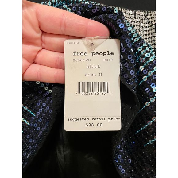 NWT Free People Cascading Sequin Mini Skirt - Picture 7 of 7